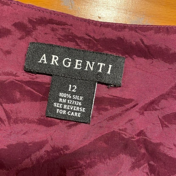 VTG 90s Loose L 12 Argenti Silk Floral Dress Purple Sleeveless Knee Length Shift - Picture 6 of 10